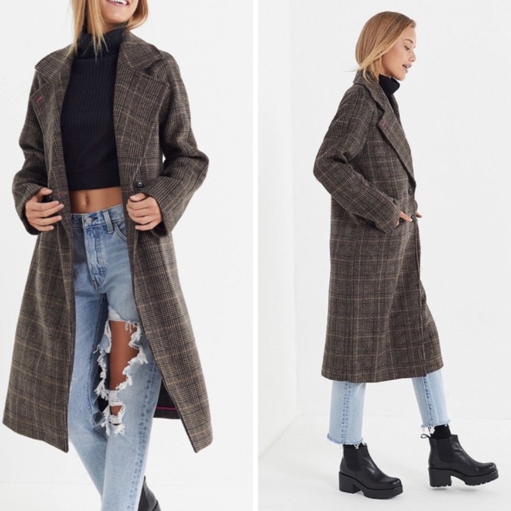 Avec Les Filles Plaid Wool Coat NWT